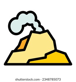Volcanic eruption icon outline vector. Volcano fire. Magma ash color flat