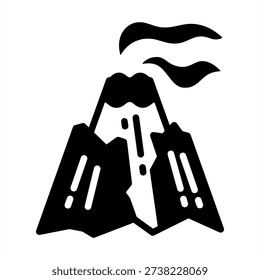 Volcanic Eruption Icon - Solid Black Glyph Icons For Emergency Management