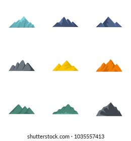 Volcanic eruption icons set. flat set of 9 volcanic eruption vector icons for web isolated on white background