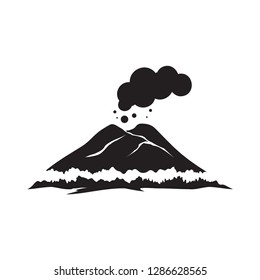 volcanic eruption illustration, mountain vector silhouette, for icon and logo