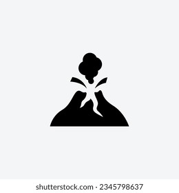 Volcanic eruption with lava and smoke vector illustration.