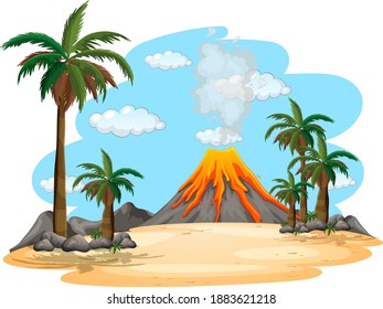 Volcanic eruption outdoor scene background illustration