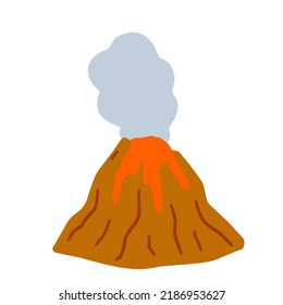 Volcanic eruption. Red hot lava and geological activity. Natural disaster. Destruction of the mountain.
