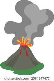 Volcanic eruption with red lava and smoke to illustrate natural air pollution