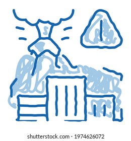 volcanic eruption sketch icon vector. Hand drawn blue doodle line art volcanic eruption sign. isolated symbol illustration