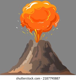 Volcanic Eruption Stages Set. Steaming Volcano, Hot Burning Magma Approach, Splash And Spreading Of Lava. Vulcanology, Geology, Study Of Seismic Activity Concept. Erupting Rock Pinnacle Volcano