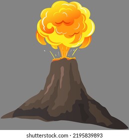 Volcanic Eruption Stages Set. Steaming Volcano, Hot Burning Magma Approach, Splash And Spreading Of Lava. Vulcanology, Geology, Study Of Seismic Activity Concept. Erupting Rock Pinnacle Volcano