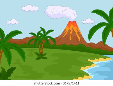 Volcanic eruption. Vector illustration