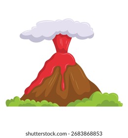 Vetor de erupção vulcânica, clip-art vulcão, vulcão clip-art, ilustração de desastre natural, ícone do vetor do vulcão, isolado no fundo branco