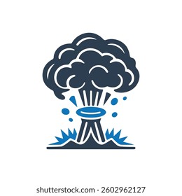 Volcanic Explosion Icon On White Background
