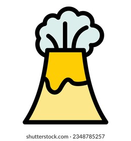 Volcanic island icon outline vector. Fire magma. Volcano mountain color flat
