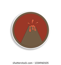 Volcanic mountain colored in circle icon. Element of colored landscape in circle icon for mobile concept and web apps. Colored Volcanic mountain can be used for web and mobile on white bakgorund