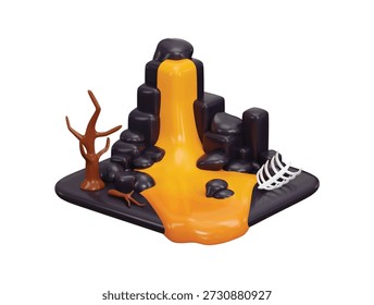 Volcanic Peak Hot Lava Flow icon 3d render concept of drowning mount lava icon vector illustration