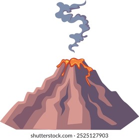 Cratera vulcânica com lava quente e erupção de fumaça