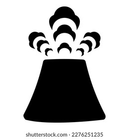 Actividad del volcán con el concepto de erupción de humo contaminación natural problema de nube desastre paisaje volcánico de montaña erupción de polvo catástrofe de terremoto icono negro imagen vectorial plana