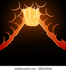 Volcano background. The eruption of the volcano in the background for an inscription. Vector illustration.