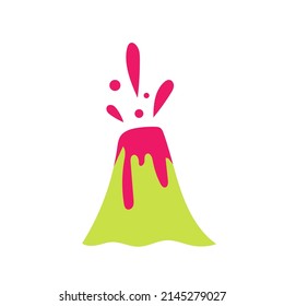 Volcano cartoon childish volcano mountain clipart illustration for book decoration, poster, print.