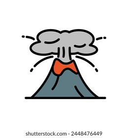 volcano cartoon icon, isolated background