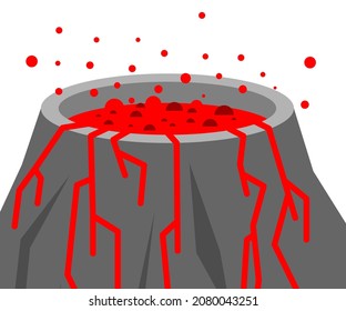 Volcano cartoon isolated. Mountain with crater and lava. vector illustration