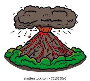 volcano / cartoon vector and illustration, hand drawn style, isolated on white background.