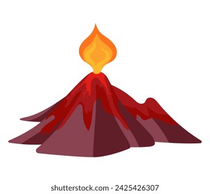 Volcano of colorful set. The dynamic design and vivid colors of the volcano rock illustration create a striking visual impact against the clean white background. Vector illustration.