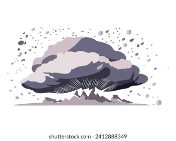Volcano of colorful set. In this cartoon design, the volcanic eruption unleashes a torrent of molten magma, spelling chaos for everything in its path. Vector illustration.