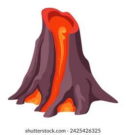 Volcano of colorful set. This illustration of a volcanic rock showcases a colorful style blending illustration and design against a pristine white background. Vector illustration.