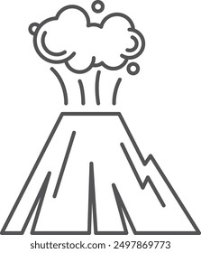 Volcano erruption line icon. Natural disaster symbol