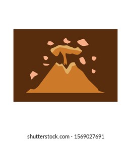 The volcano erupted in dark brown