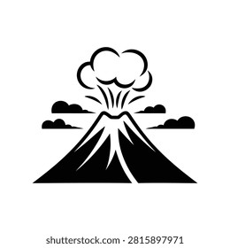 Volcano Erupting With Ash Cloud Illustration