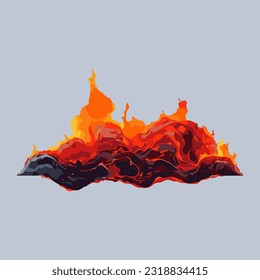 volcano erupting fiery watercolor detailed illustration