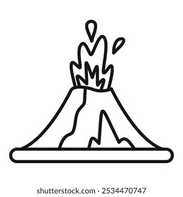 Icono de contorno de lava caliente en erupción del volcán para Web, móvil e infografía