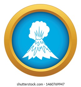 Volcano erupting icon blue vector isolated on white background for any design