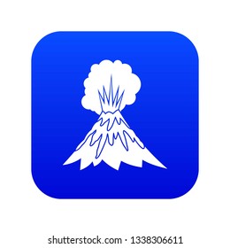 Volcano erupting icon digital blue for any design isolated on white vector illustration