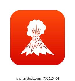 Volcano erupting icon digital red for any design isolated on white vector illustration