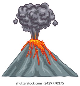 Volcano Erupting Illustration Vector Drawing