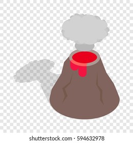 Volcano erupting isometric icon 3d on a transparent background vector illustration