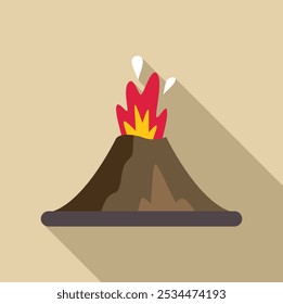 Vulkanausbruch Lava und Magma flachen Design-Symbol mit langem Schatten