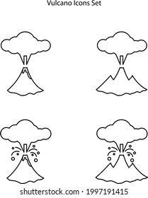 Volcano erupting line icon. linear style sign for mobile concept and web design. Mountain volcano eruption with lava outline vector icon. Symbol, logo illustration. 