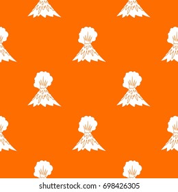 Volcano erupting pattern repeat seamless in orange color for any design. Vector geometric illustration