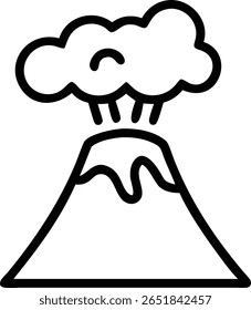 Um vulcão em erupção com uma nuvem de fumaça, representando um desastre natural, perigo e atividade geológica. 100