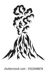 volcano eruption abstract isolated on white background