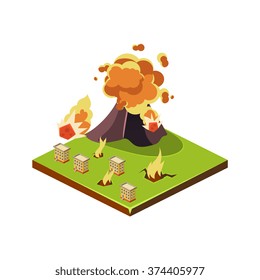 Volcano Eruption Danger. Natural Disaster Icon. 3d Vector Illustration