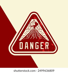 volcano eruption danger sign emblem vector design