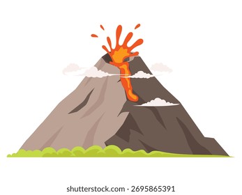 Erupção vulcânica, ilustração de processos de erupções