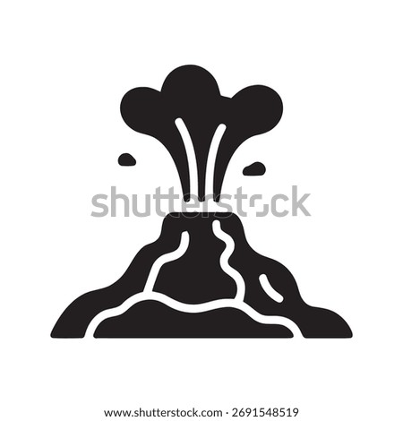 Volcano eruption with hot lava flow and smoke plume from mountain crater representing natural disaster and geological activity on a tropical island