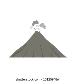 Volcano eruption with hot lava illustration isolated on white background