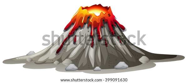 Volcano Eruption Hot Lava Illustration Stock Vector Royalty Free 399091630 0318