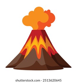 Erupção vulcânica com lava quente Isolada