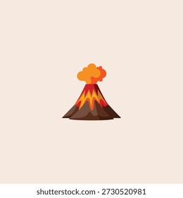 Erupção vulcânica com lava quente ícone isolado vetor plano design.